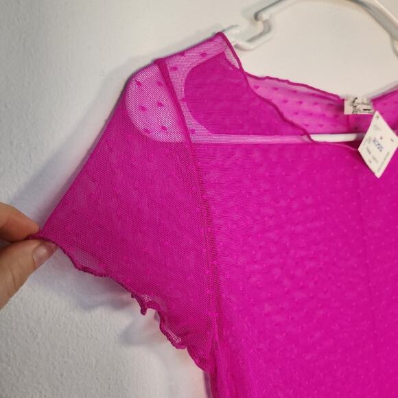 Free People Intimately Sheer Mesh Top Retro Inspired Y2K Girlhood Barbie - Picture 5 of 7